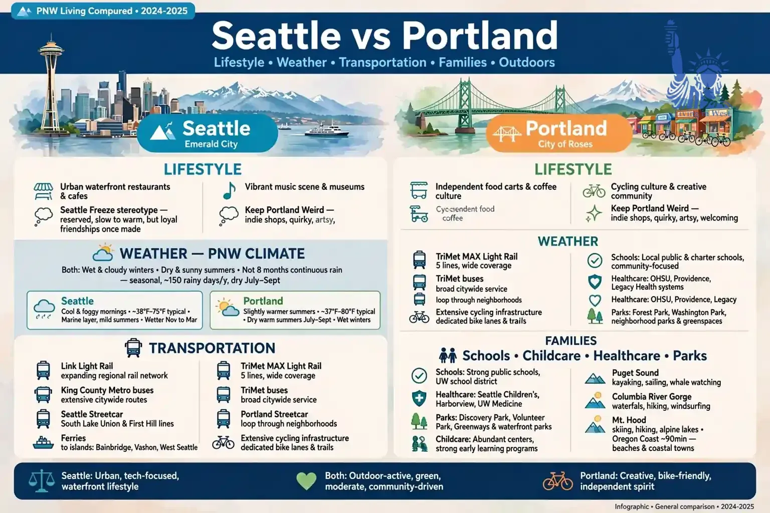 Seattle vs Portland 2026: Cost of Living, Housing, Taxes, Jobs and Lifestyle